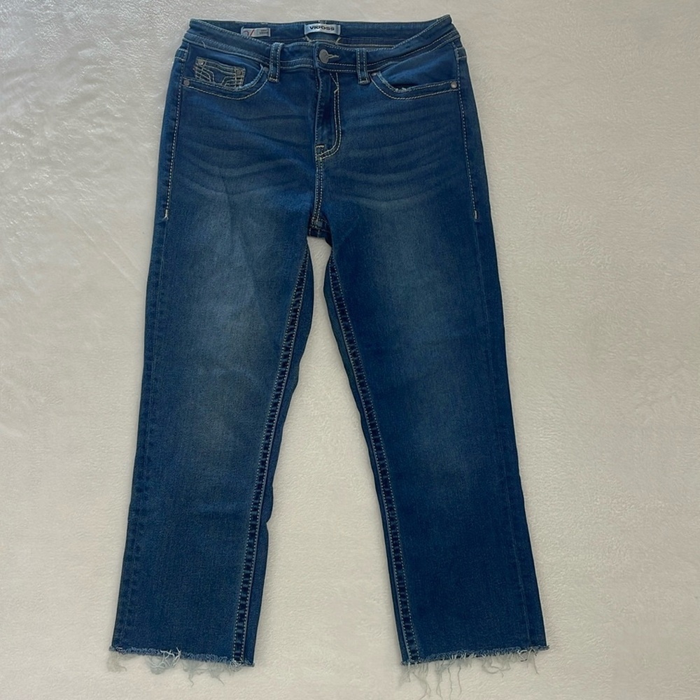 Vigoss Crop Straight Jeans Embroidered Pockets Womens sz‎ 12